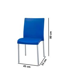 Omnipazar MT-CF875 Vortice Plastik Bahçe Balkon Sandalye 4'lü Set Mavi