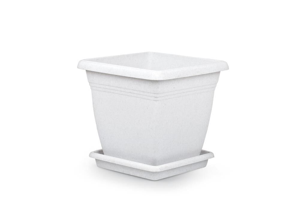 Omnipazar SO-VK03 Villa Kare Tabaklı Saksı 17 lt No 3 Omnipazar Kirli Beyaz (113)