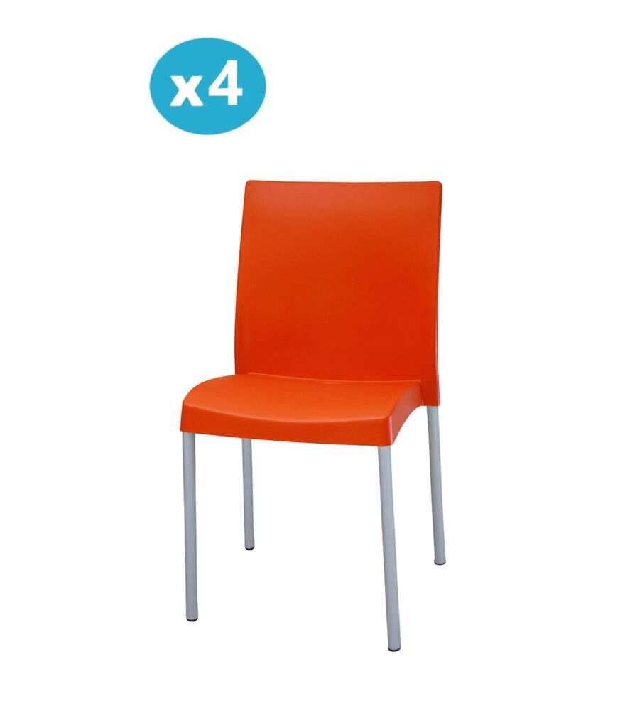 Omnipazar MT-CF875 Vortice Plastik Bahçe Balkon Sandalye 4'lü Set Turuncu
