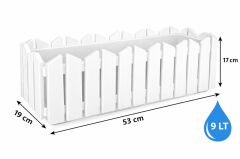 OZN-616 Efes Askılı Balkon Saksı Takımı 9 Litre No: 2 Beyaz 4 Adet