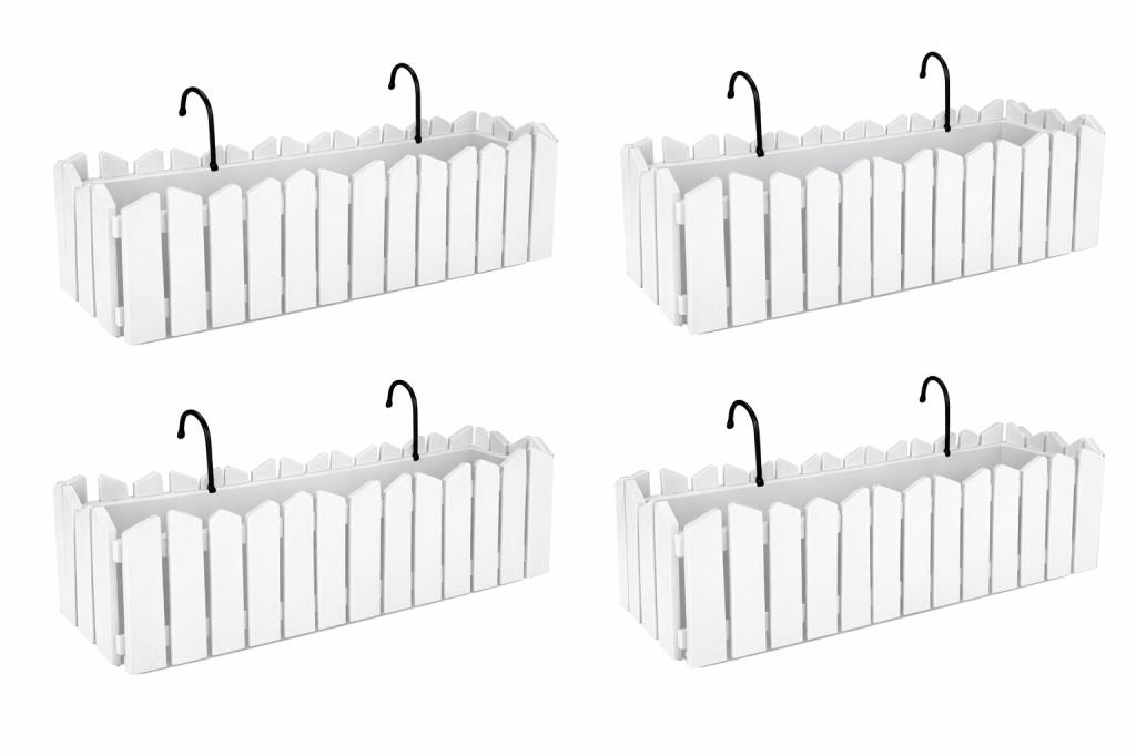 OZN-616 Efes Askılı Balkon Saksı Takımı 9 Litre No: 2 Beyaz 4 Adet