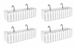 OZN-616 Efes Askılı Balkon Saksı Takımı 9 Litre No: 2 Beyaz 4 Adet