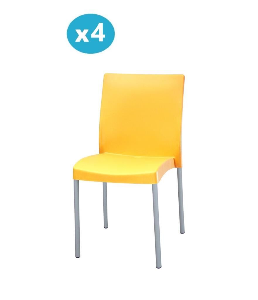 Omnipazar MT-CF875 Vortice Plastik Bahçe Balkon Sandalye 4'lü Set Sarı