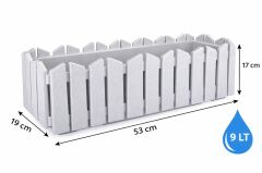 OZN-616 Efes Askılı Balkon Saksı Takımı 4 Adet 9 Litre No:2 Gri