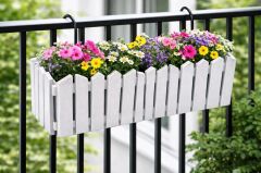 OZN-616 Efes Askılı Balkon Saksı Takımı 4 Adet 9 Litre No:2 Gri