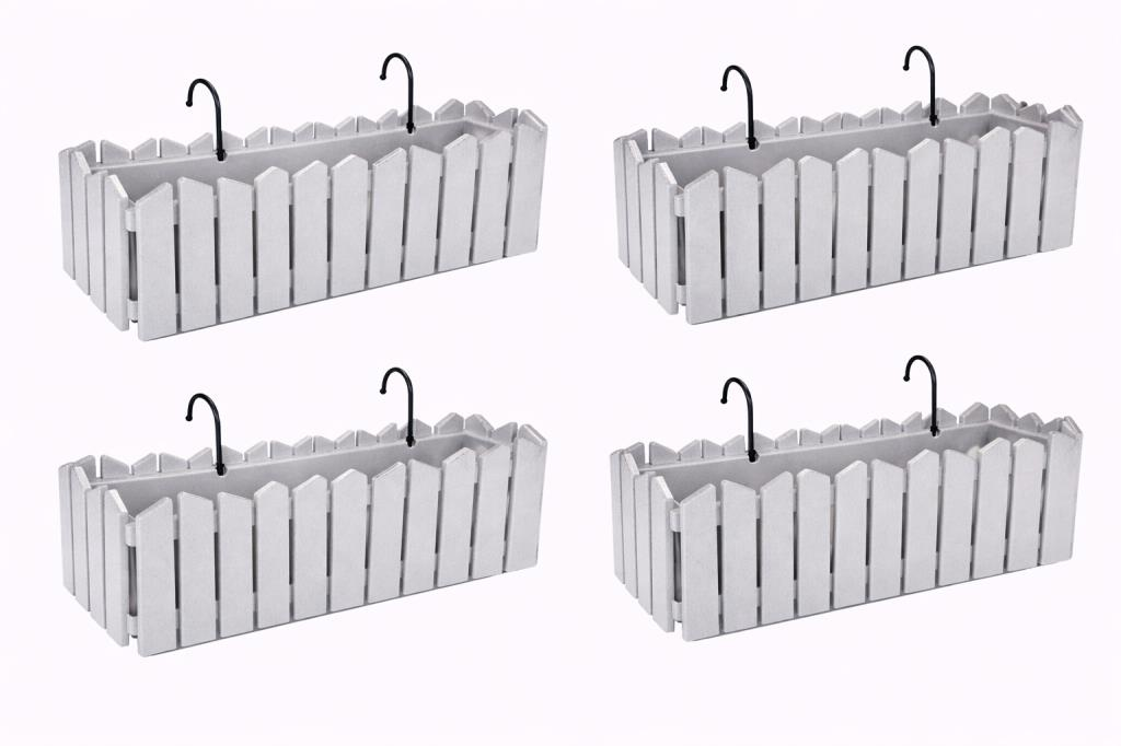 OZN-616 Efes Askılı Balkon Saksı Takımı 4 Adet 9 Litre No:2 Gri