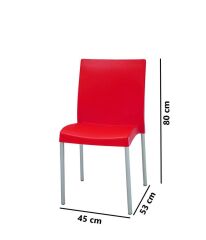 Omnipazar MT-CF875 Vortice Plastik Bahçe Balkon Sandalye 4'lü Set Kırmızı