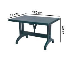 Omnipazar MT-GF212 Prima Ancora Plastik Dikdörtgen Bahçe Balkon Masa 75x120 cm YEŞİL