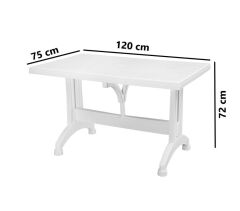 Omnipazar MT-GF212 Prima Ancora Plastik Dikdörtgen Bahçe Balkon Masa 75x120 cm Beyaz