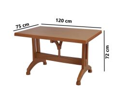 Omnipazar MT-GF212 Prima Ancora Plastik Dikdörtgen Bahçe Balkon Masa 75x120 cm Kahverengi