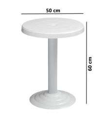 Omnipazar MT-GF401A Beyaz Medio Bahçe Balkon Sehpa Ø50 Cm