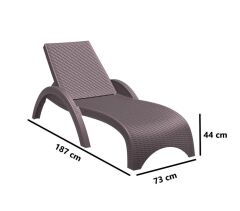 Omnipazar TRK-860 Siesta Fiji Bej Minderli Rattan Desenli Ayarlanabilir Lüks Şezlong Kahverengi 2'li Set