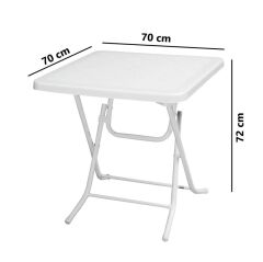 Omnipazar MT-GFM235 Prima Sorgente Plastik Kare Bahçe Balkon Masa 70x70 cm Beyaz