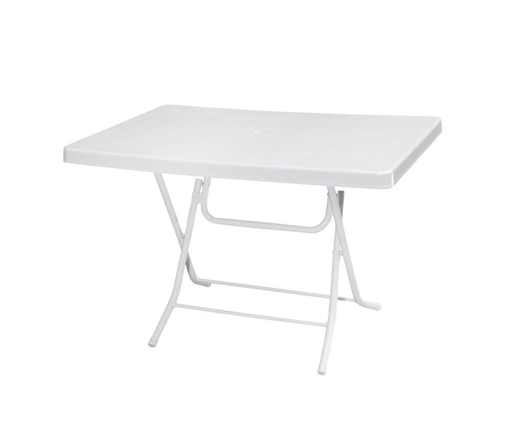 Omnipazar MT-GFM240 Prima Roccia Plastik Kare Bahçe Balkon Masa 70x110 cm Beyaz