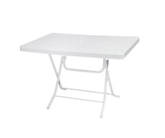Omnipazar MT-GFM240 Prima Roccia Plastik Kare Bahçe Balkon Masa 70x110 cm Beyaz