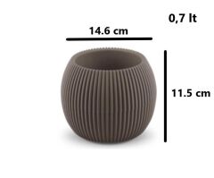 Omnipazar KRS Mercan Dekoratif Sukulent Kaktüs Plastik Saksı Takımı 3'lü Set Kahverengi