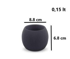 Omnipazar KRS Mercan Dekoratif Sukulent Kaktüs Plastik Saksı Takımı 3'lü Set Antrasit