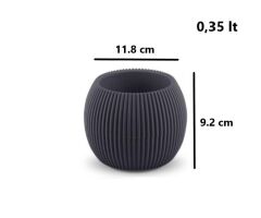 Omnipazar KRS Mercan Dekoratif Sukulent Kaktüs Plastik Saksı Takımı 3'lü Set Antrasit