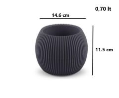 Omnipazar KRS Mercan Dekoratif Sukulent Kaktüs Plastik Saksı Takımı 3'lü Set Antrasit