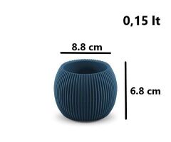 Omnipazar KRS Mercan Dekoratif Sukulent Kaktüs Plastik Saksı Takımı 3'lü Set Gece Mavisi