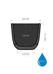 Omnipazar KRS-381 Dekoratif Plastik Mercan Kare Saksı 0.27 litre Antrasit 6 Adet