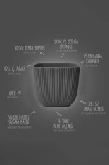 Omnipazar KRS-383 Dekoratif Plastik Mercan Kare Saksı 1.8 litre Antrasit 6 Adet