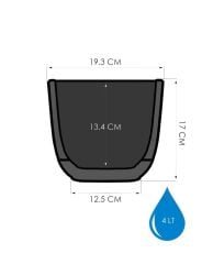Omnipazar KRS-384 Dekoratif Plastik Mercan Kare Saksı 4 litre Antrasit 6 Adet