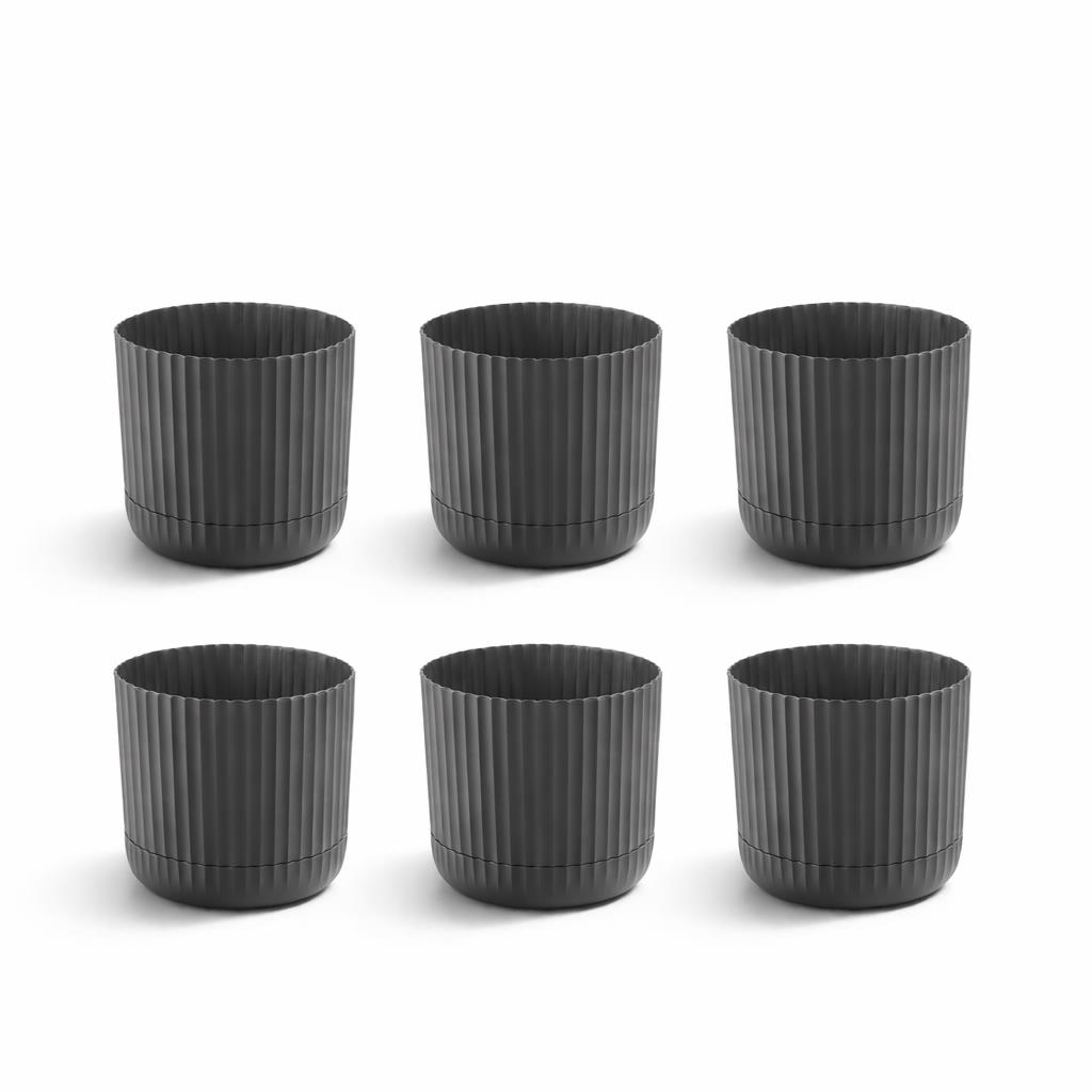 KRS-263 Zeraf Dekoratif Tabaklı Saksı Takımı 4.6 Lt No:3 Antrasit 6 Adet