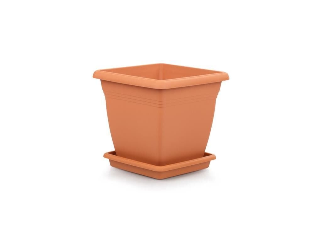 Omnipazar SO-VK01 Villa Kare Tabaklı Saksı 4.6 lt No 1 Kiremit (108)