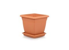 Omnipazar SO-VK01 Villa Kare Tabaklı Saksı 4.6 lt No 1 Kiremit (108)