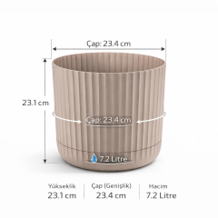 Omnipazar KRS-264 Zeraf Dekoratif Tabaklı Lüks Saksı Takımı 7.2 Litre No:4