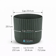 Omnipazar KRS-264 Zeraf Dekoratif Tabaklı Lüks Saksı Takımı 7.2 Litre No:4