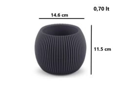 Omnipazar KRS-363 Plastik Mercan Kaktüs Saksı 0.7 Litre Antrasit 6 Adet