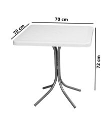 Omnipazar MT-CF870 Prima Fonte Plastik Kare Bahçe Balkon Masa 70x70 cm Beyaz