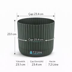 KRS-264 Zeraf Dekoratif Tabaklı Lüks Saksı Takımı 7.2 Lt No: 4 Yeşil 6 Adet