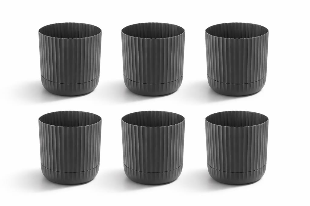 KRS-264 Zeraf Dekoratif Tabaklı Saksı Takımı 7.2 Lt No:4 Antrasit 6 Adet