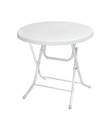 Omnipazar MT-GFM205 Rose Plastik Yuvarlak Katlanır Bahçe Balkon Masa Ø75 cm Beyaz