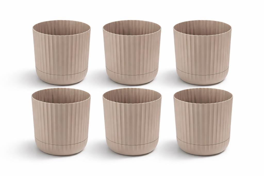 KRS-264 Zeraf Dekoratif Tabaklı Lüks Saksı Takımı 7.2 Lt No:4 Bej 6 Adet