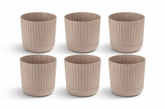 KRS-264 Zeraf Dekoratif Tabaklı Lüks Saksı Takımı 7.2 Lt No:4 Bej 6 Adet