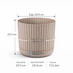KRS-264 Zeraf Dekoratif Tabaklı Lüks Saksı Takımı 7.2 Lt No:4 Bej 6 Adet