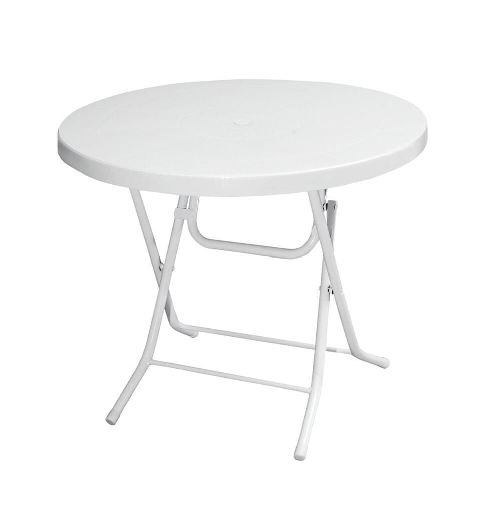 Omnipazar MT-GFM206 Luce Plastik Yuvarlak Katlanır Bahçe Balkon Masa Ø85 cm Beyaz