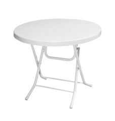 Omnipazar MT-GFM206 Luce Plastik Yuvarlak Katlanır Bahçe Balkon Masa Ø85 cm Beyaz