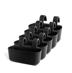 Omnipazar KRS-249 Plastik Pera Askılı Balkon Saksı 3.2 Lt Siyah 5 Adet