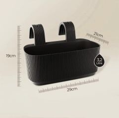 Omnipazar KRS-249 Plastik Pera Askılı Balkon Saksı 3.2 Lt Siyah 5 Adet