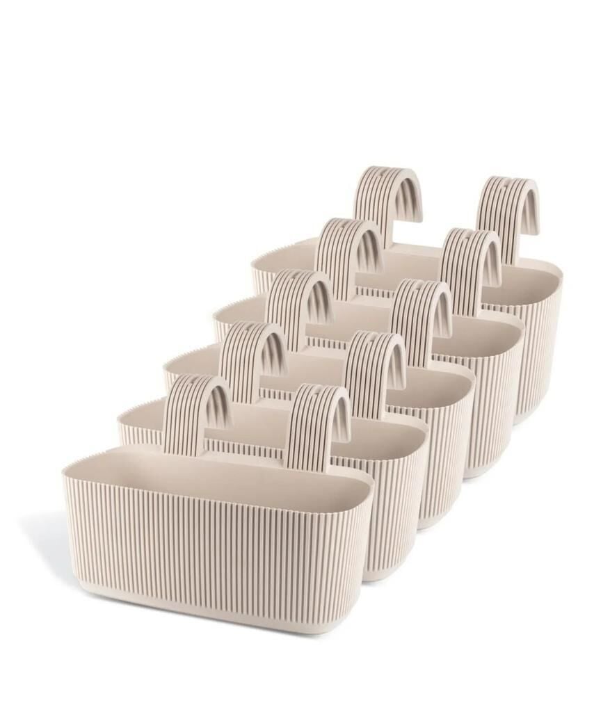 Omnipazar KRS-249 Plastik Pera Askılı Balkon Saksı 3.2 Lt Krem 5 Adet