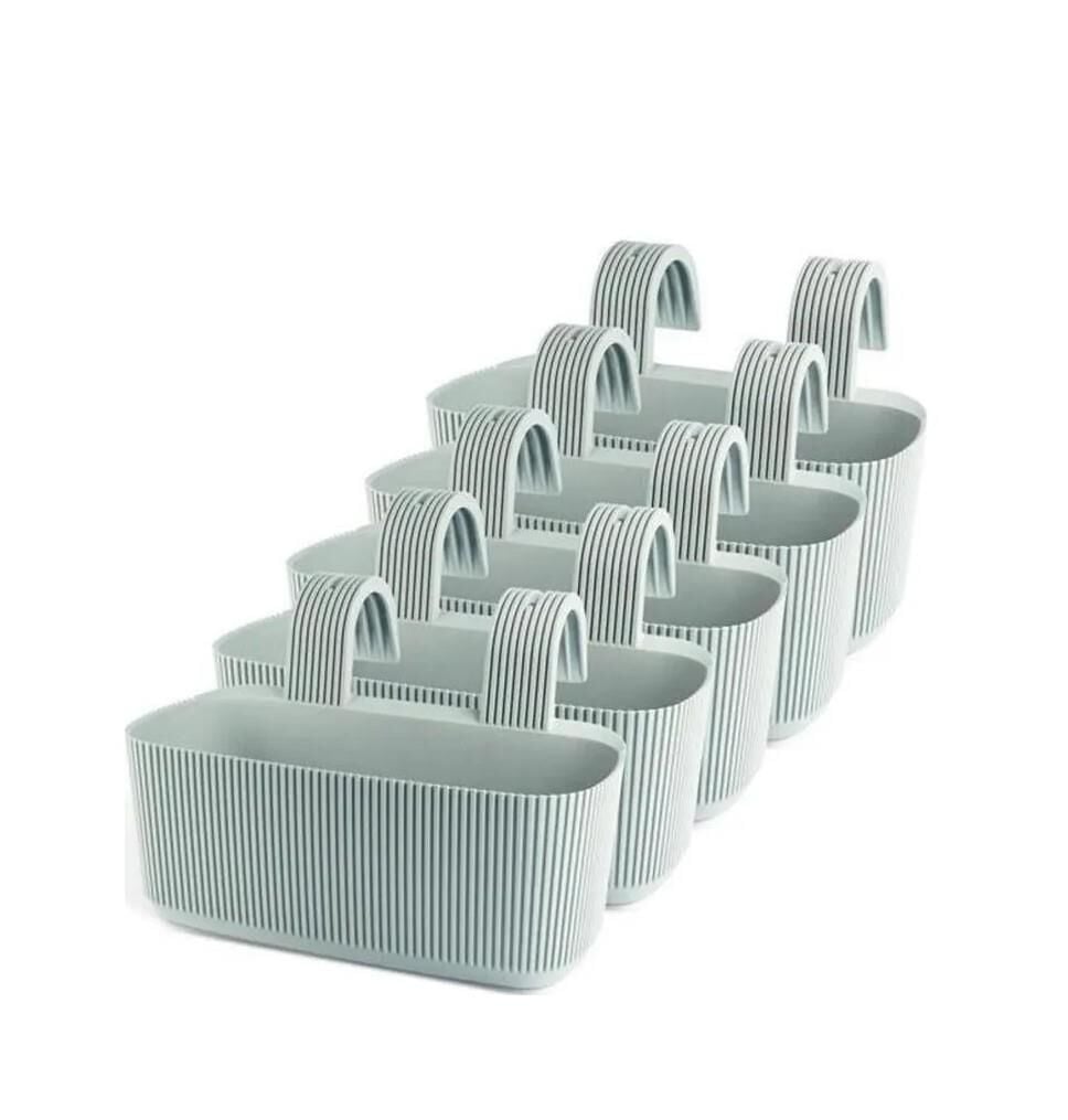 Omnipazar KRS-249 Plastik Pera Askılı Balkon Saksı 3.2 Lt Yeşil 5 Adet