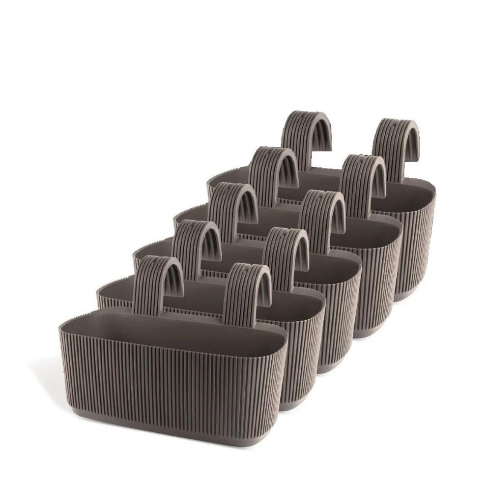 Omnipazar KRS-249 Plastik Pera Askılı Balkon Saksı 3.2 Lt Kahverengi 5 Adet