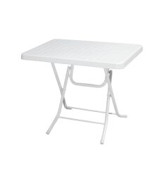 Omnipazar MT-GFM210 Picnic Plastik Dikdörtgen Katlanır Bahçe Balkon Masa 60x85 cm Beyaz