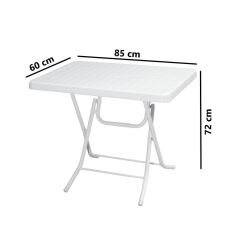 Omnipazar MT-GFM210 Picnic Plastik Dikdörtgen Katlanır Bahçe Balkon Masa 60x85 cm Beyaz