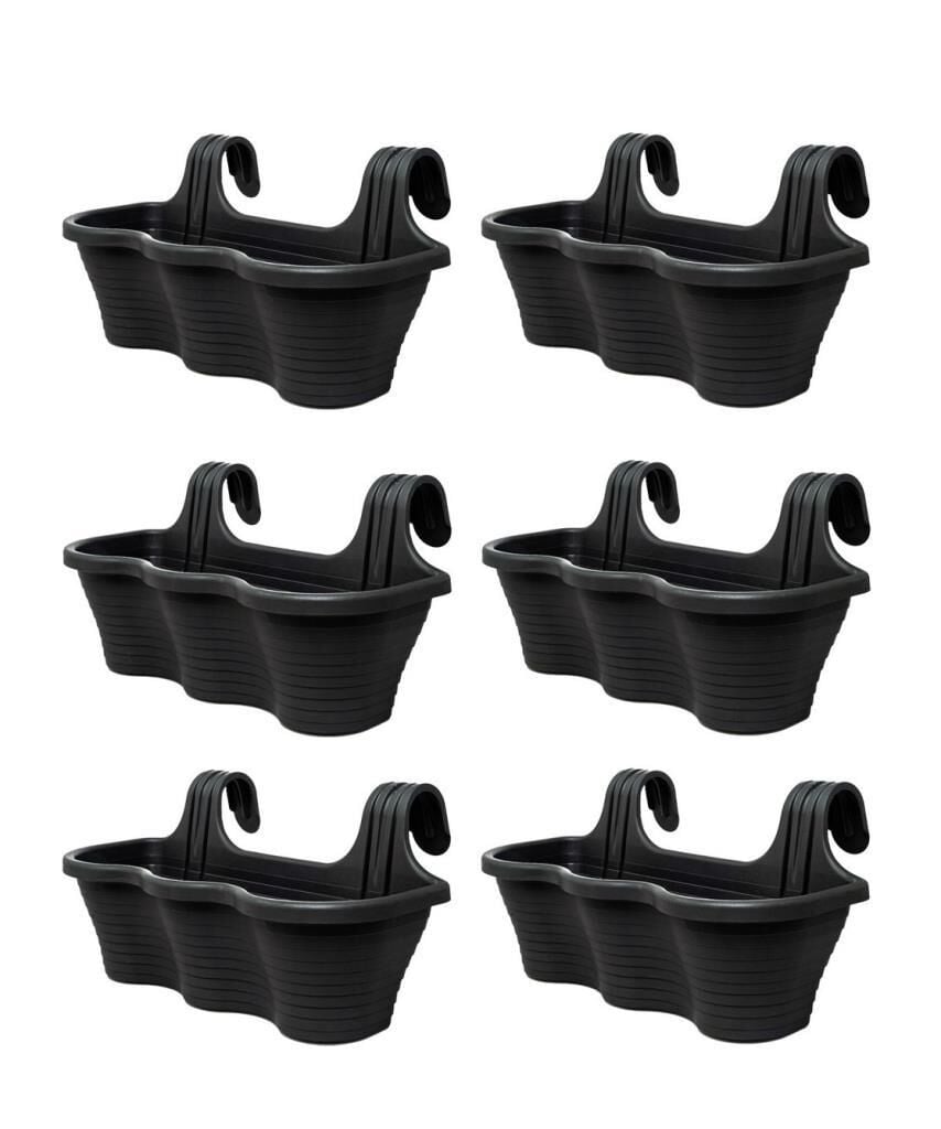 Omnipazar SO-TOM5 Tombik Askılı Balkon Saksı 10 Lt Antrasit 6 Adet